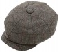 Preview: Newsboy Cap Herringbone Button Ascot grau