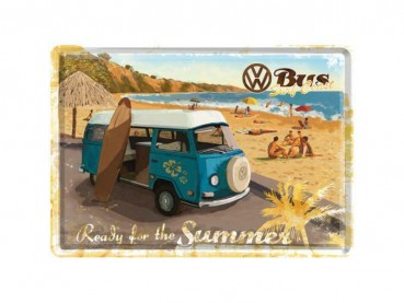 Blechpostkarte - VW Bulli Ready for the Summer
