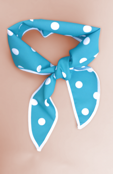 Halstuch Haarband türkis mit weißen Polkadots