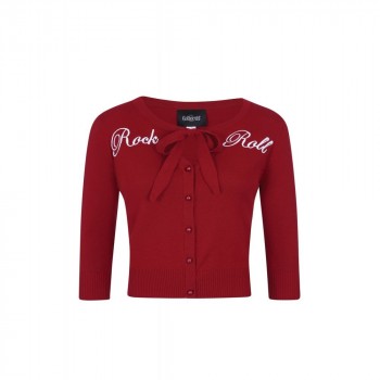 Collectif Womenswear - Charlene Rock Roll Cardigan in rot