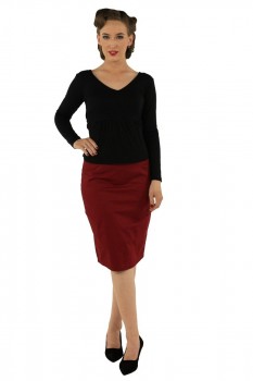 Dolly & Dotty -  Falda Vintage Style Bleistift Rock in Bordeaux