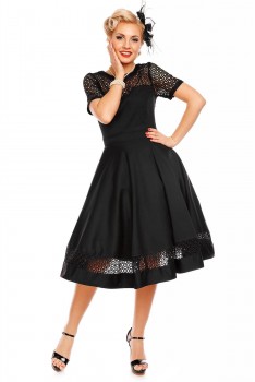 Dolly & Dotty - Tess Lace Embroidered Sleeved Dress in schwarz