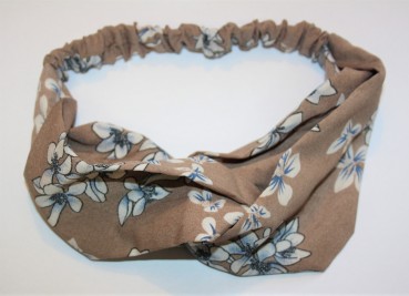 Juleeze - Haarband Braun / Weiß Blaue Blumen