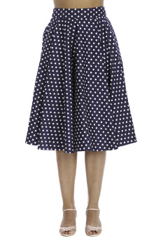 Banned Retro - Dots Day Swing Skirt in navy