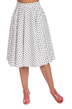 Banned Retro - Dots Day Swing Skirt in weiß