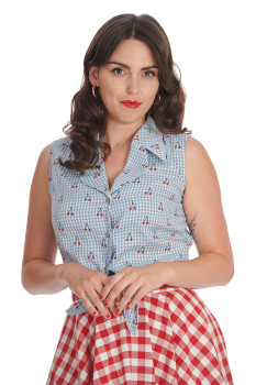 Banned Retro – Sweet Pea Blouse in blau