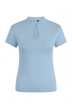 Banned Retro - Mandarin Collar Top in mint blau