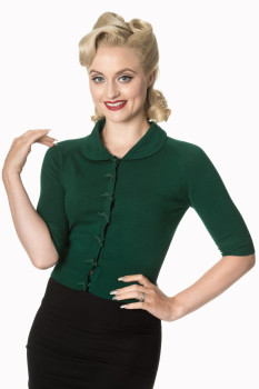 Banned Retro - April Shortsleeve Cardigan in dark green