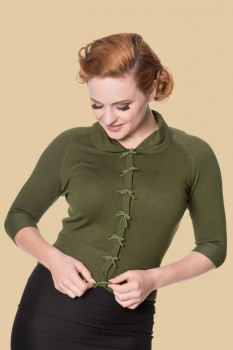 Banned Retro - April Shortsleeve Cardigan in forest green