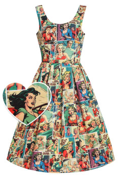 Dolly & Dotty - Amanda Vintage Comic Print Dress