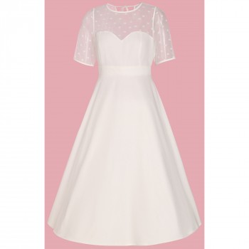 Dolly & Dotty - Elizabeth II Short Sleeved Polka Dot Mesh Wedding Dress