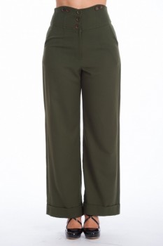 Banned Retro - Girl Boss Trousers dark green