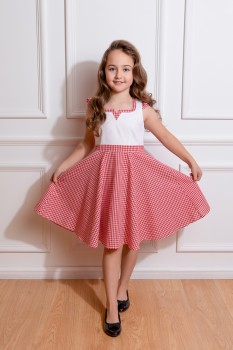 Hearts & Roses - Chelsea Kids Check Swing Dress in Red