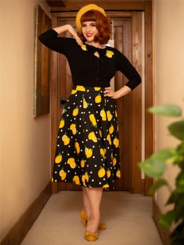 Collectif Womenswear – Matilde Polka Lemon Swing Skirt