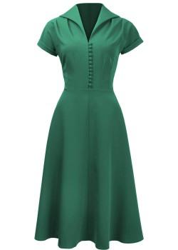Pretty Retro - 40´s Hostess Dress in emerald green