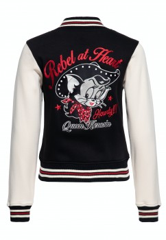 Queen Kerosin - College Sweatjacke »Rebel at Heart« in schwarz