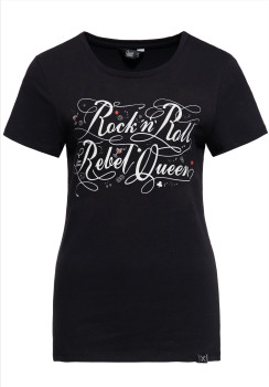 Queen Kerosin – Classic T-Shirt «Rock'n'Roll Rebel Queen» in schwarz