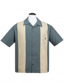 Steady Mens - Mid Century Marvel Bowling Shirt in grau / sand