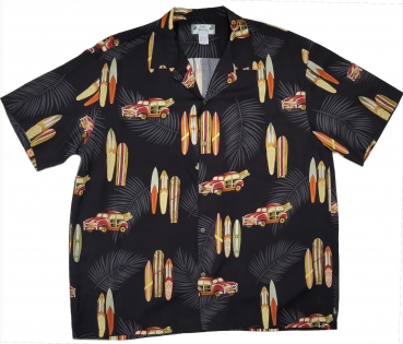 Two Palms - Hawaii Hemd Woody Black Viskose