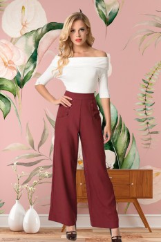 Unique Vintage - High Waist Hose Ginger in bordeaux