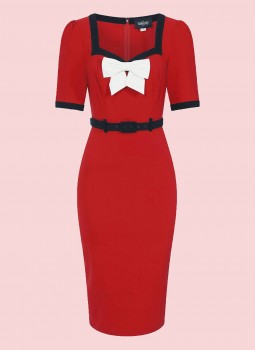 Collectif Womenswear - Sadie 50s Pencil Dress in rot