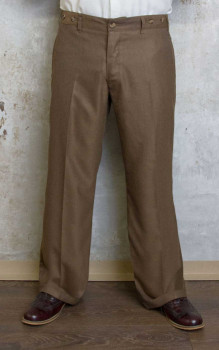 Rumble59 - Vintage Loose Fit Pants New Jersey - Fischgrät braun