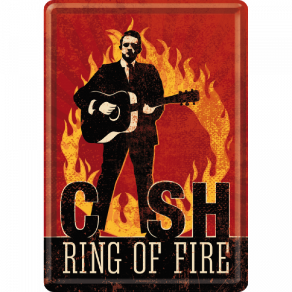 Blechpostkarte Johnny Cash Ring of Fire