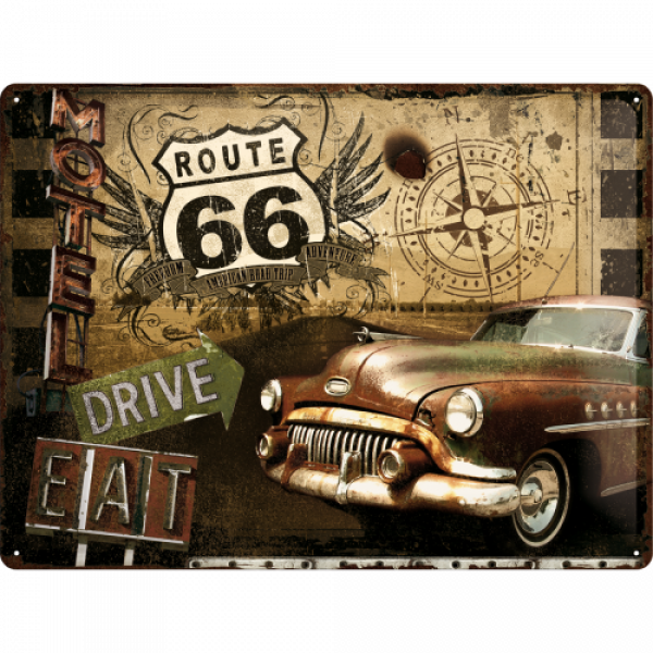 Blechschild 30 x 40cm Route 66 Road Trip
