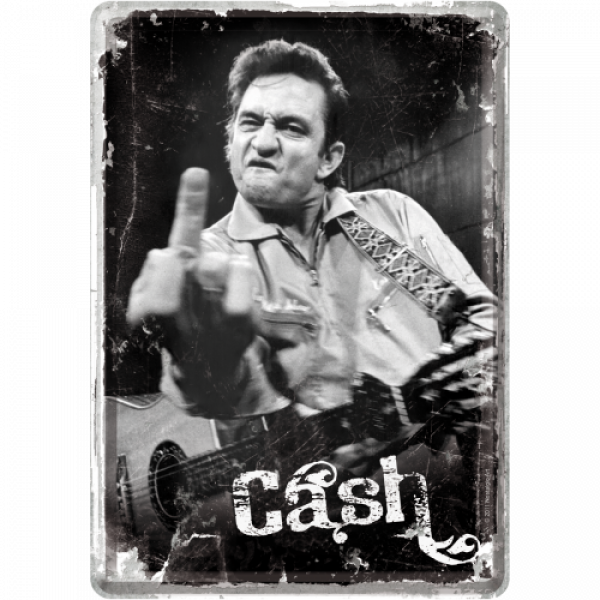 Blechpostkarte Johnny Cash - Finger