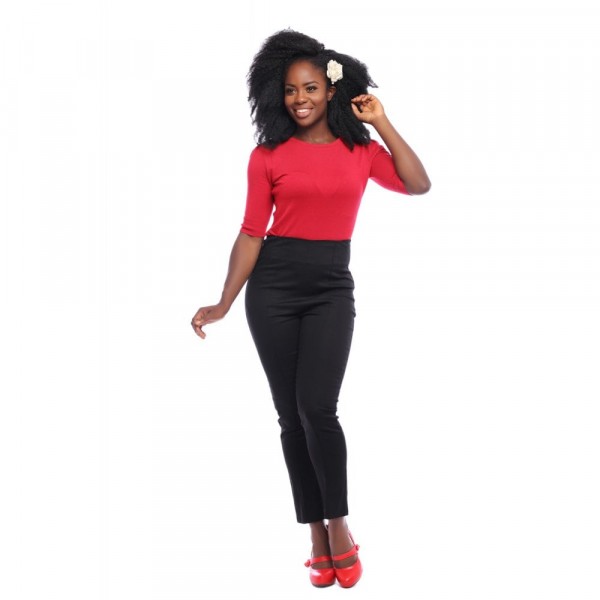 Collectif Mainline - Bonnie Plain Trousers Schwarz